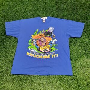 Vintage 1991 Funny Roughing It Camping Shirt XL 24x28 USA